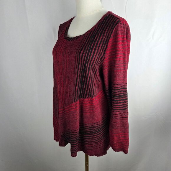 Habitat Making Waves Tunic Top Size Large Cranberry Textured Swirl Lagenlook - Picture 3 of 10